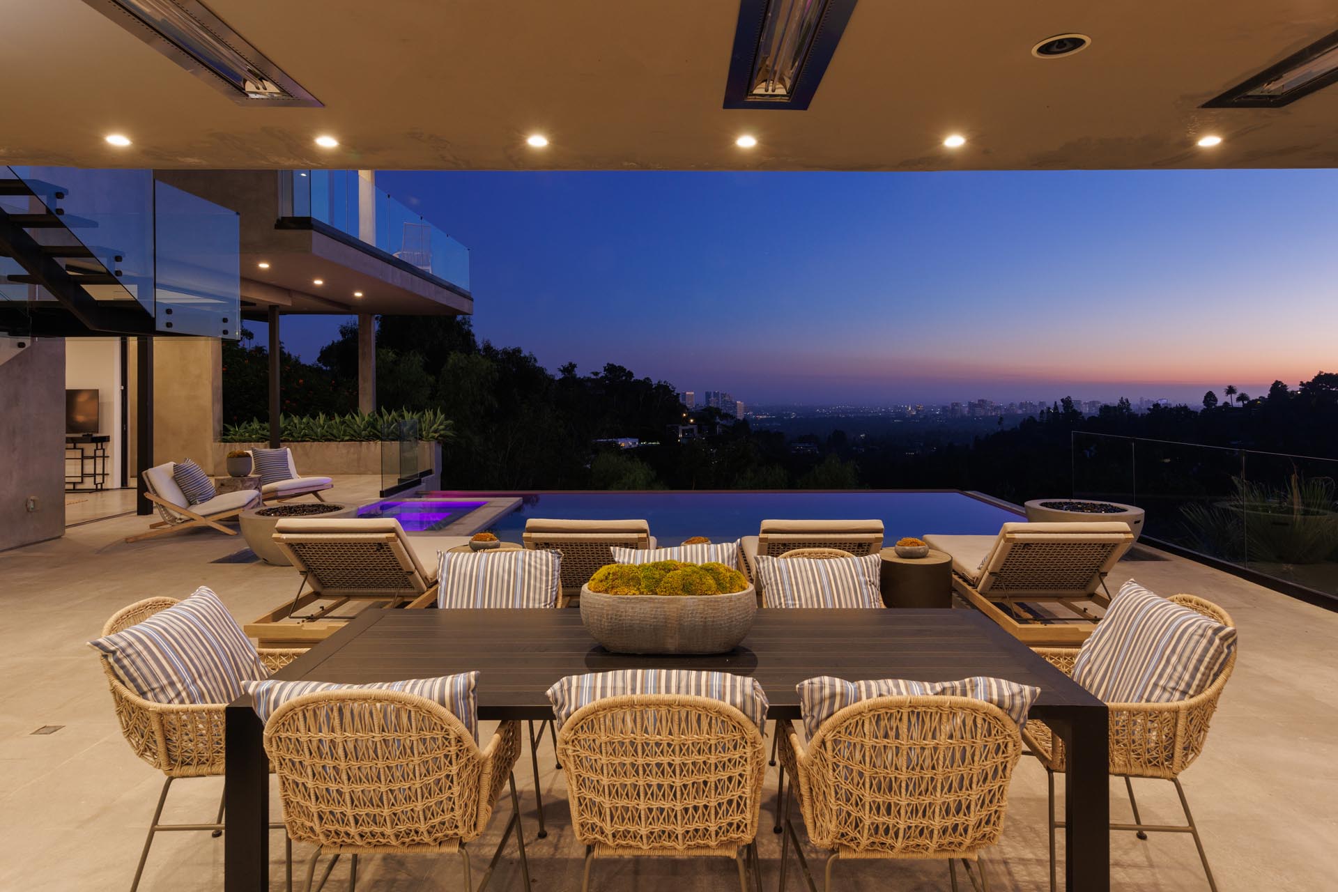 Outdoor dining at twilight